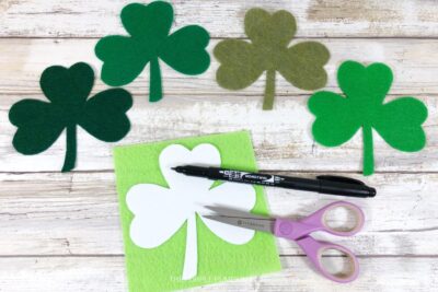 Tracing Shamrock Template onto Felt