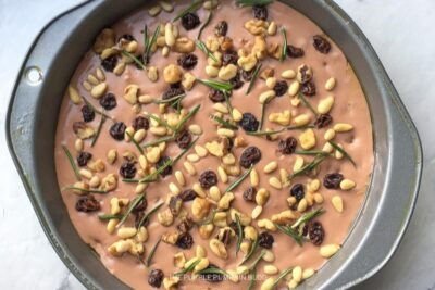 Unbaked Castagnaccio in Pan