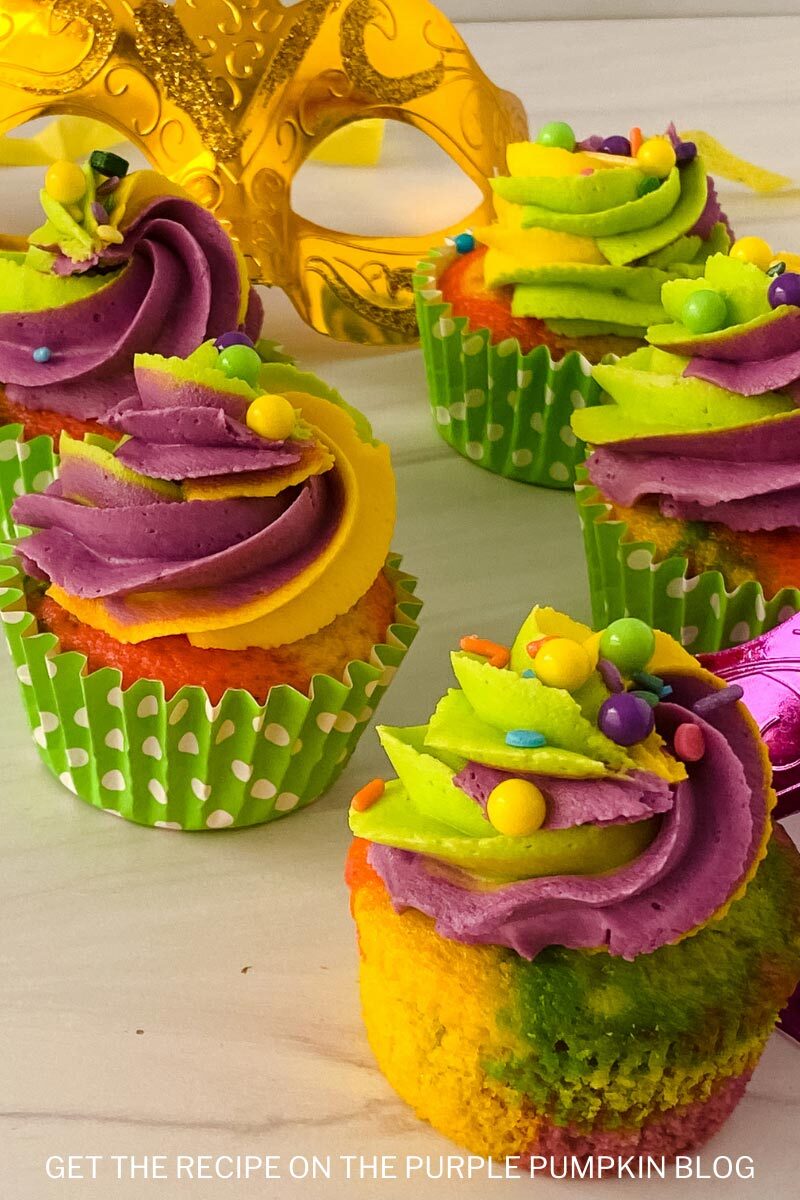 Vibrant Cupcakes for Mardi Gras