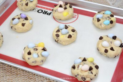 Cookie Dough Balls on Baking Sheet