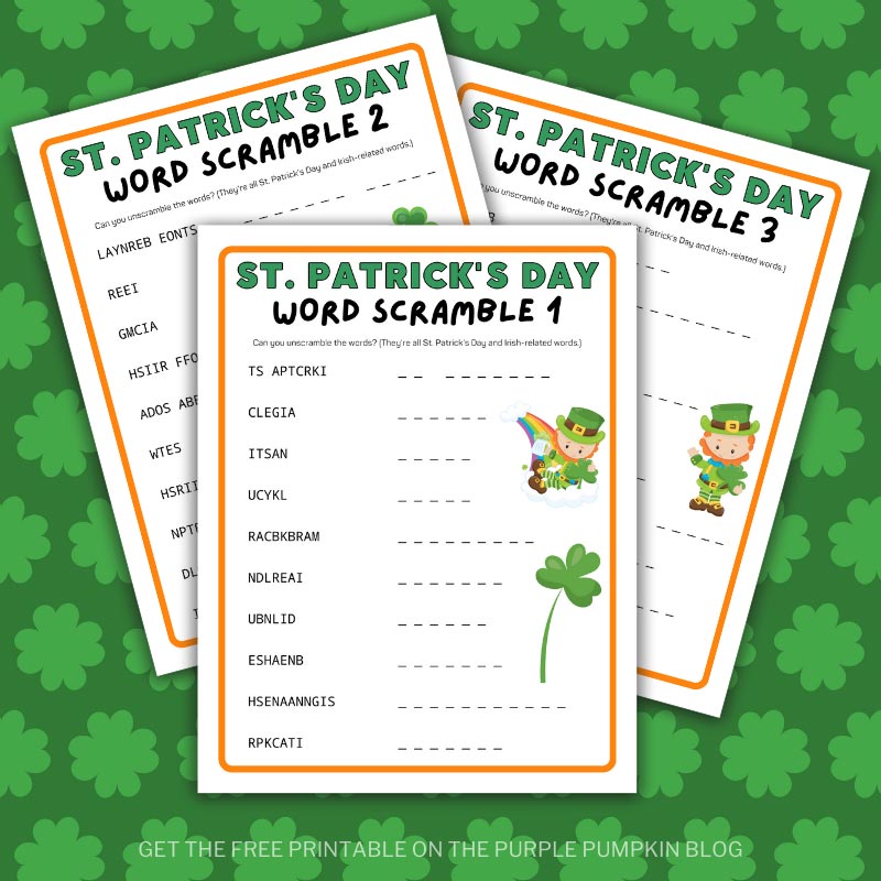 Download this Free Printable St. Patrick's Day Word Scramble