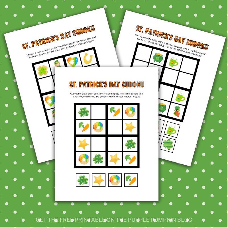 Download this Free St. Patrick's Day Picture Sudoku Printable