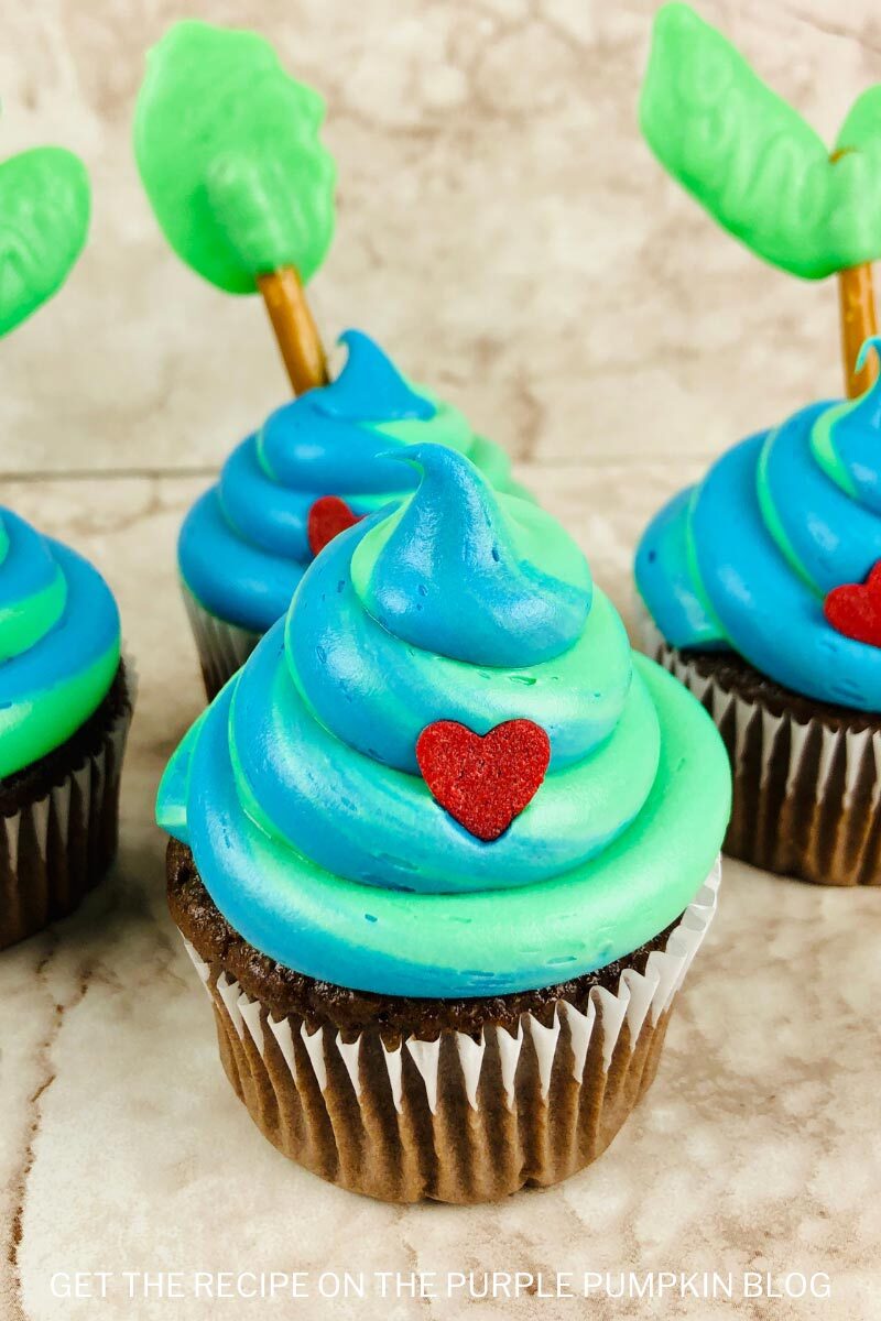 Earth Day Cupcakes with Candy Melt Leaves