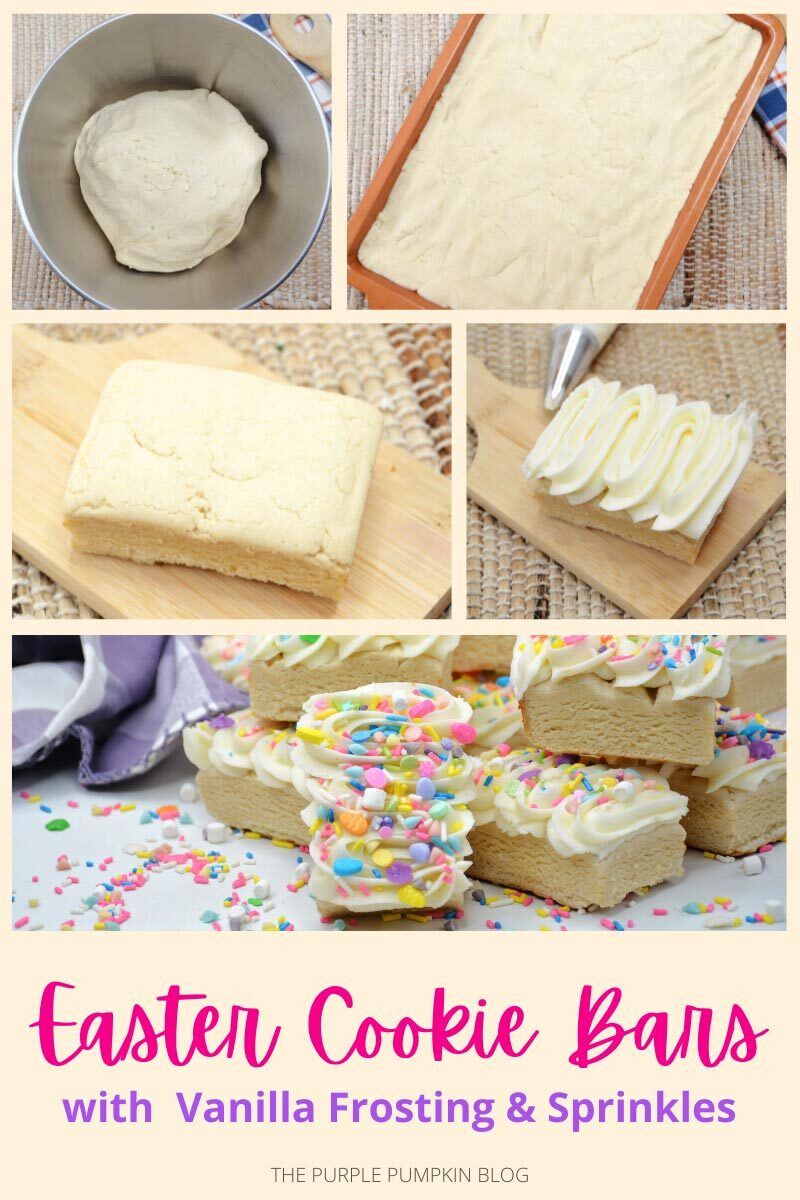 Easter Cookie Bars with Vanilla Frosting & Sprinkles