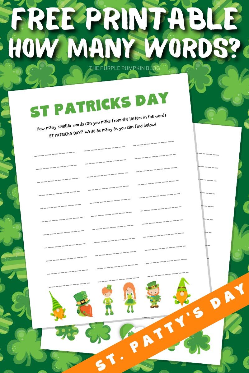 Free Printable - How Many Words Can You Find - St. Patty's Day