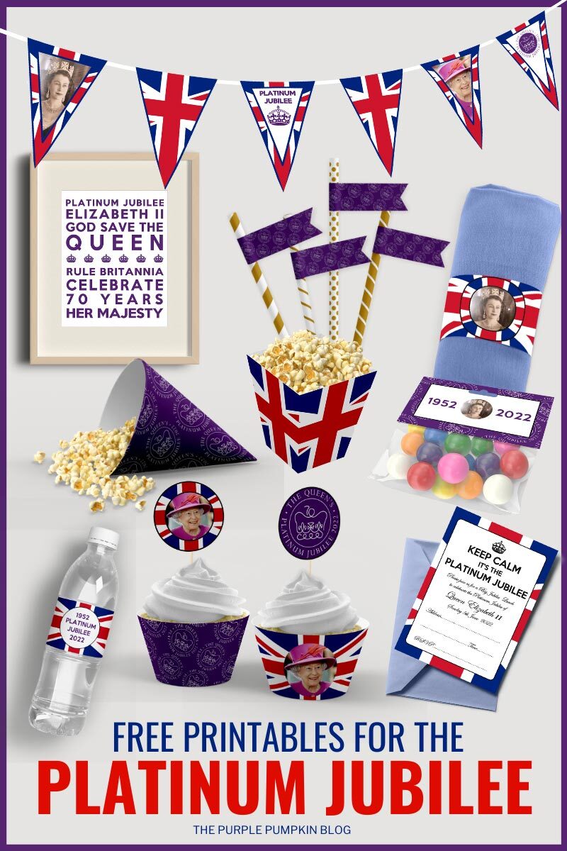 Digital demonstrations of the Free Printable Platinum Jubilee Decorations! Flags, Paper Chains & More!