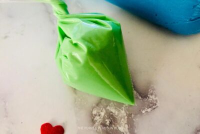 Melted Green Chocolate in Piping Bag
