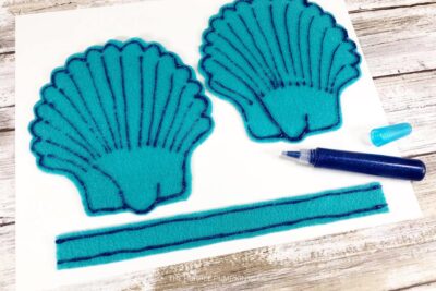 Outlining Seashells with Glitter Glue