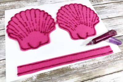 Outlining Seashells with Glitter Glue