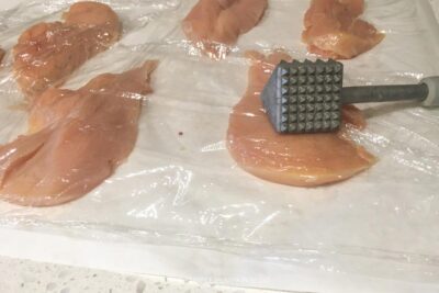 Pounding Chicken Breast with Meat Mallet