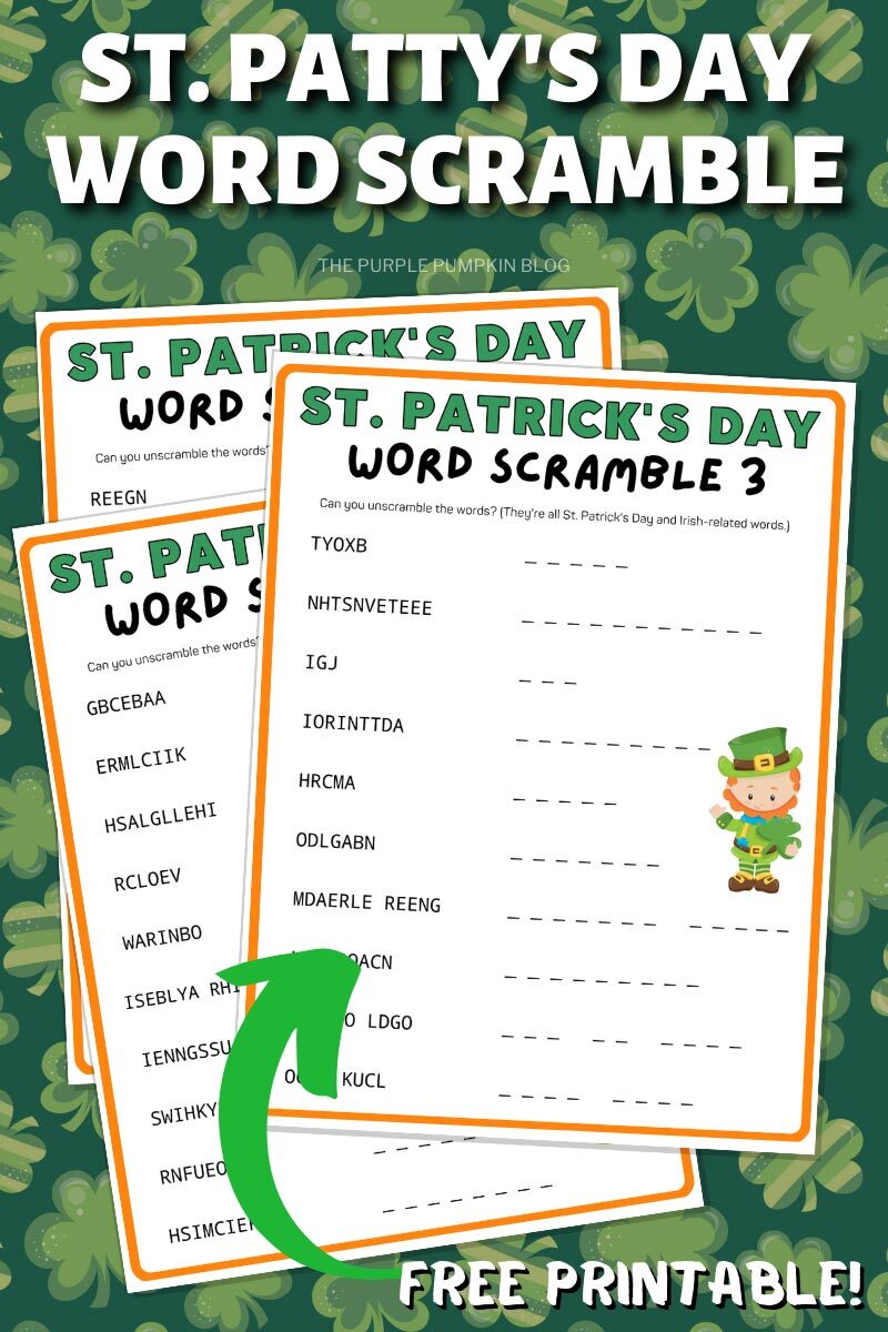 St. Patty's Day Word Scramble Free Printable!