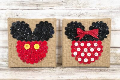 Completed Mickey Minnie Button Art