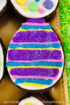 Egg-Shaped Brownie With Frosting Stripes