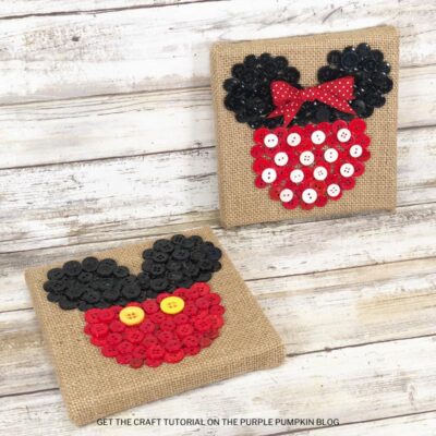 Mickey & Minnie Button Art Canvas Craft