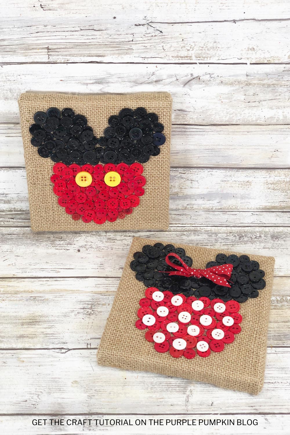 Cute Disney Decor Craft Idea Mickey And Minnie Button Art Canvases Cute Disney Decor Craft Idea Mickey And Minnie Button Art Canvases