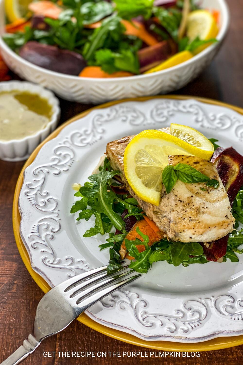 Pan-Seared Swordfish Recipe with Carrot Ribbon Salad