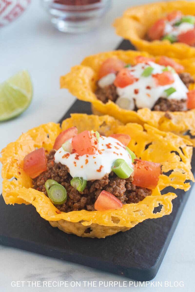 Taco Cheese Cups with Taco Filling