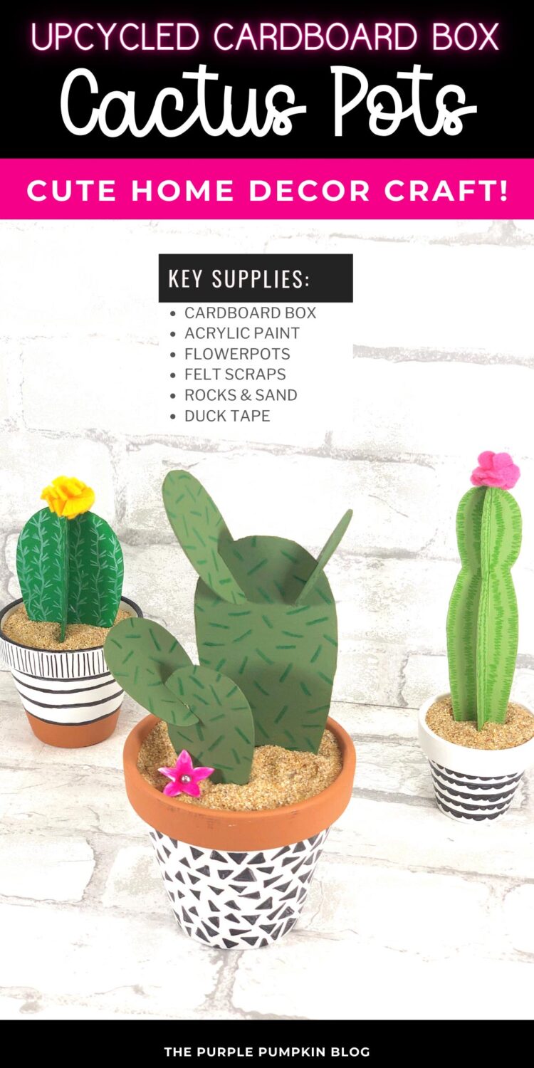 Upcycled Cardboard Box Cactus Pots - Cute Home Decor Craft