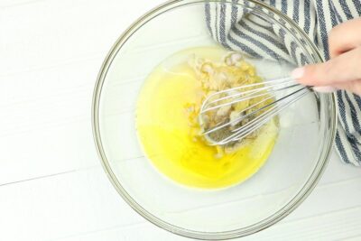Whisking the Honey-Mustard Vinaigrette