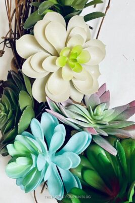 Artificial Succulents Added to Wreath