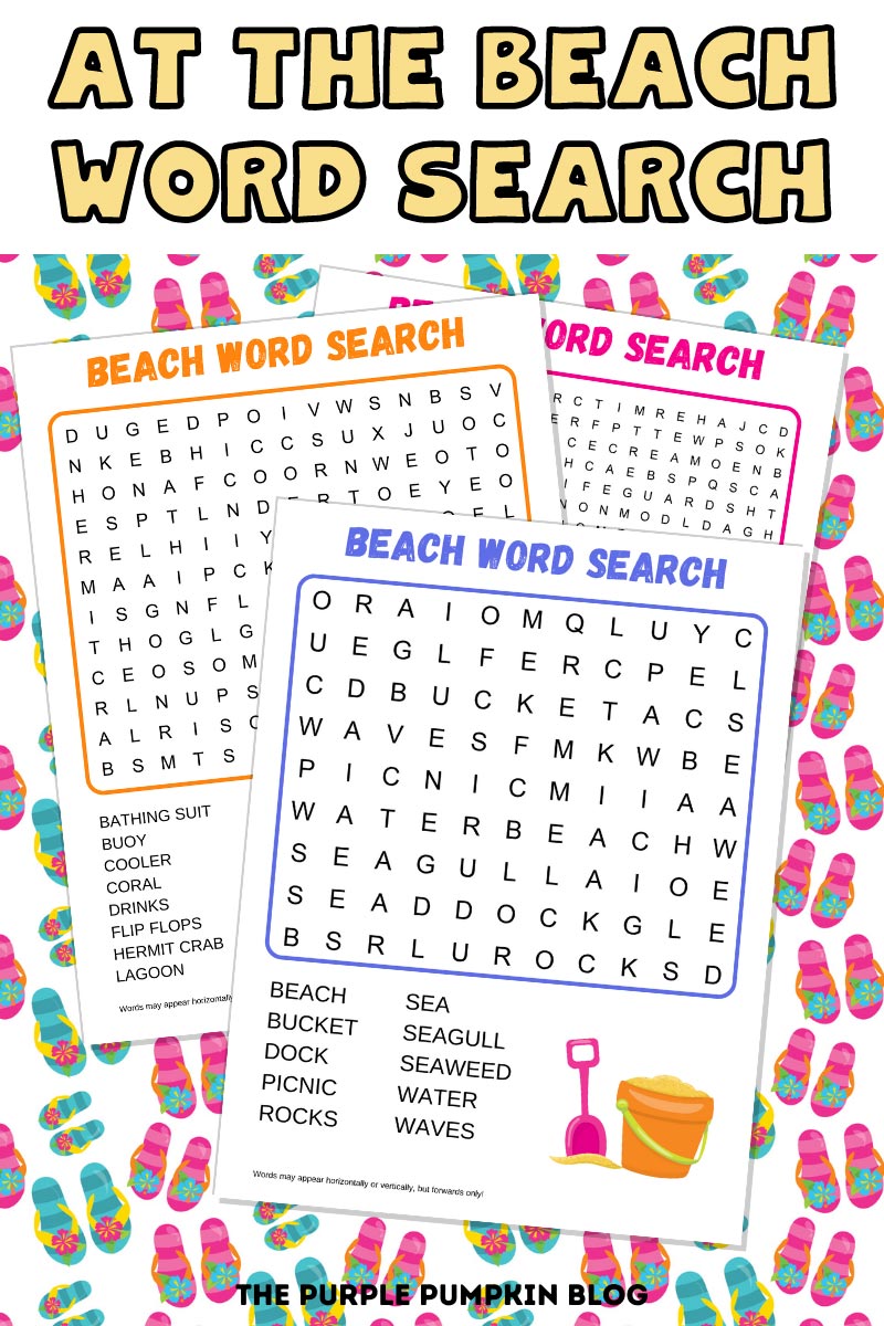 At The Beach Word Search