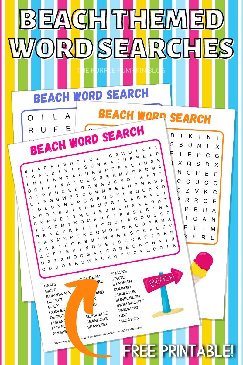 Beach Themed Word Searches Free Printable