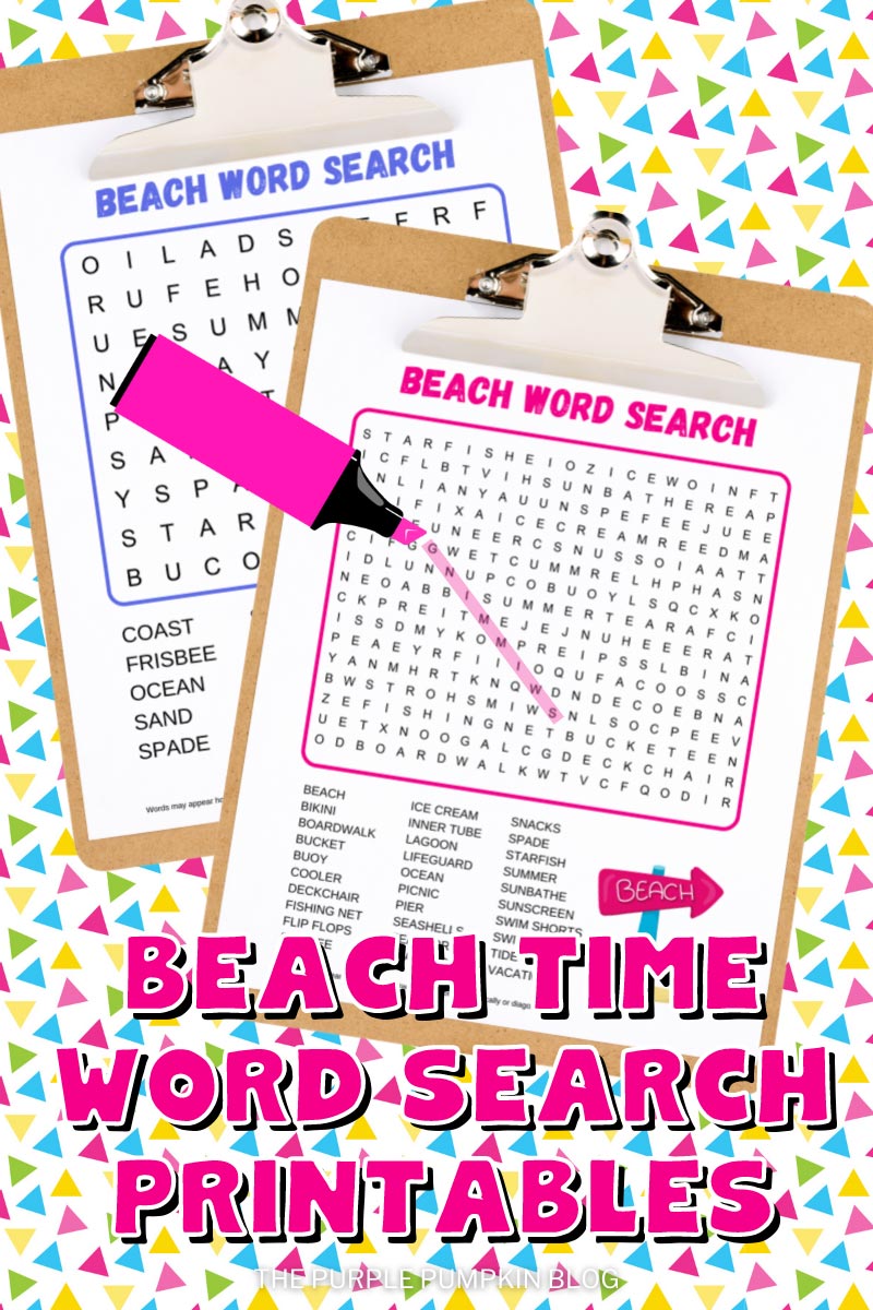 Beach Time Word Search Printables