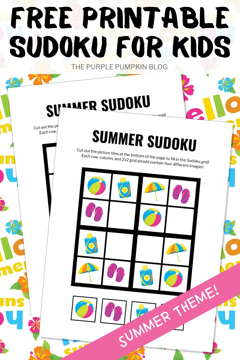 Free Printable Sudoku for Kids (Summer Theme)