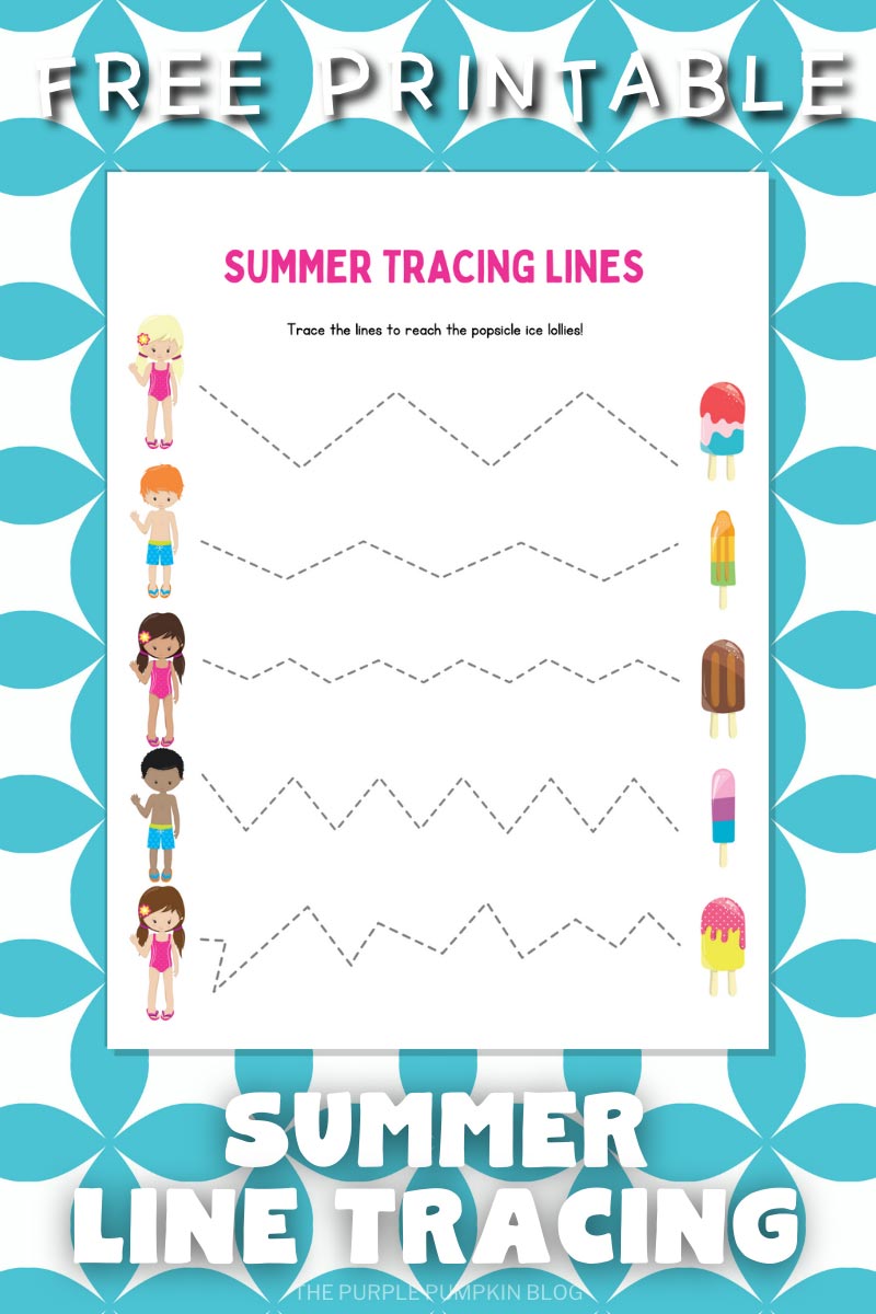Free Printable Summer Line Tracing