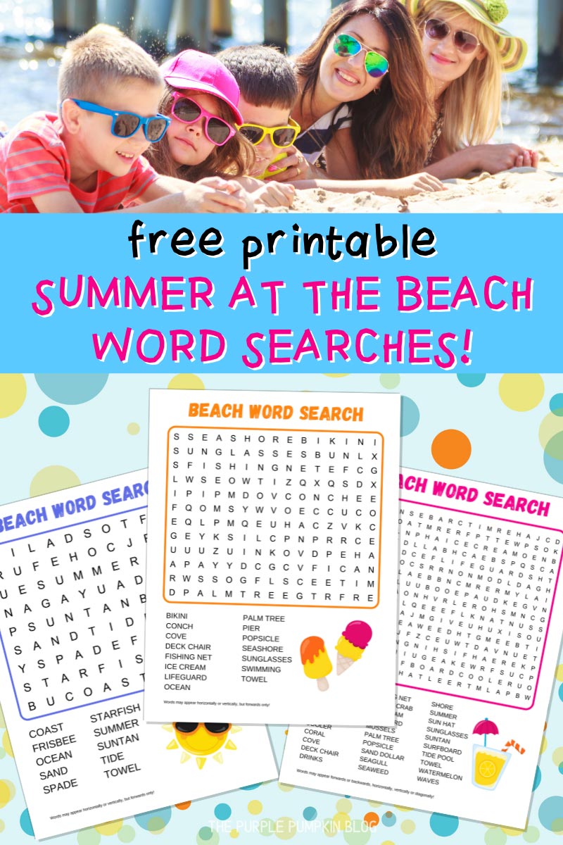 Free Printable Summer at the Beach Word Searches!