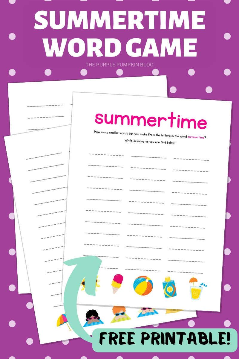 Free Summertime Word Game Printable