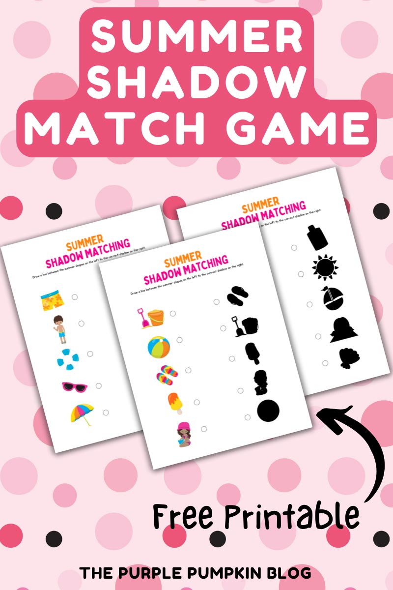 Summer Shadow Match Game Free Printable
