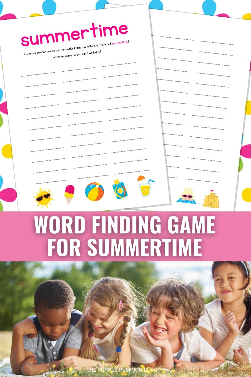 Word Finding Game for Summertime