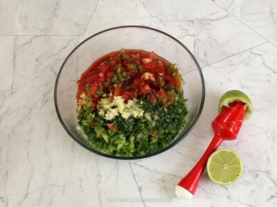 Ranchero Salsa Fresca Ingredients in Bowl