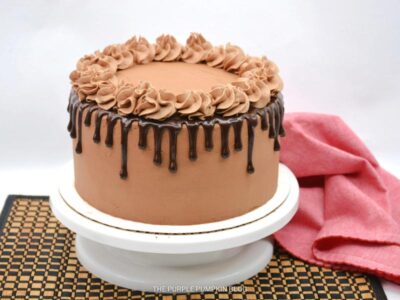 Chocolate Frosting Swirls on top of Cake