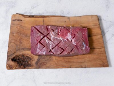 Cross-Hatching on Raw Steak