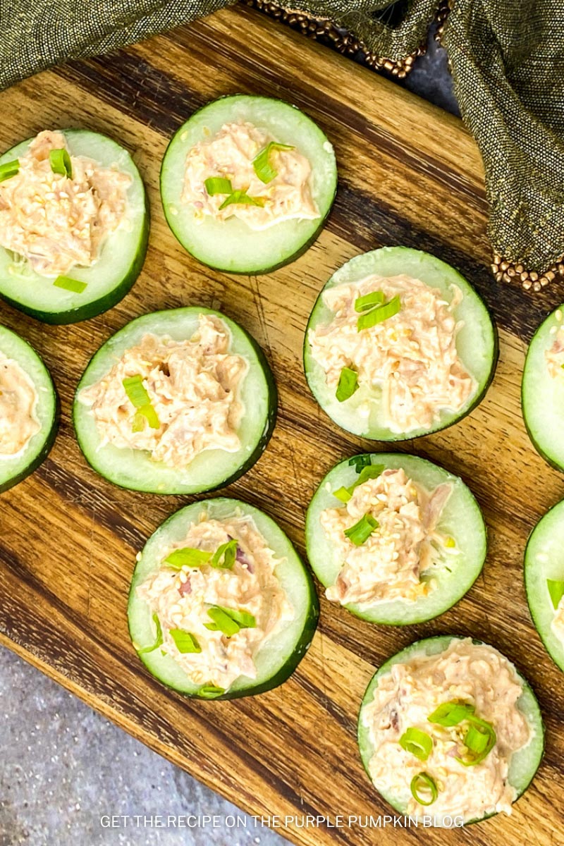 Cucumber Appetizer Topped with Tuna