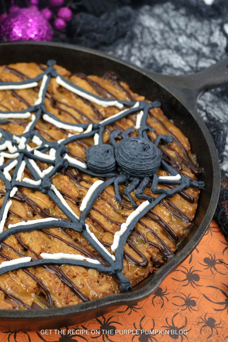 Halloween Dessert Idea - Spider Web Chocolate Chip Skillet Cookie