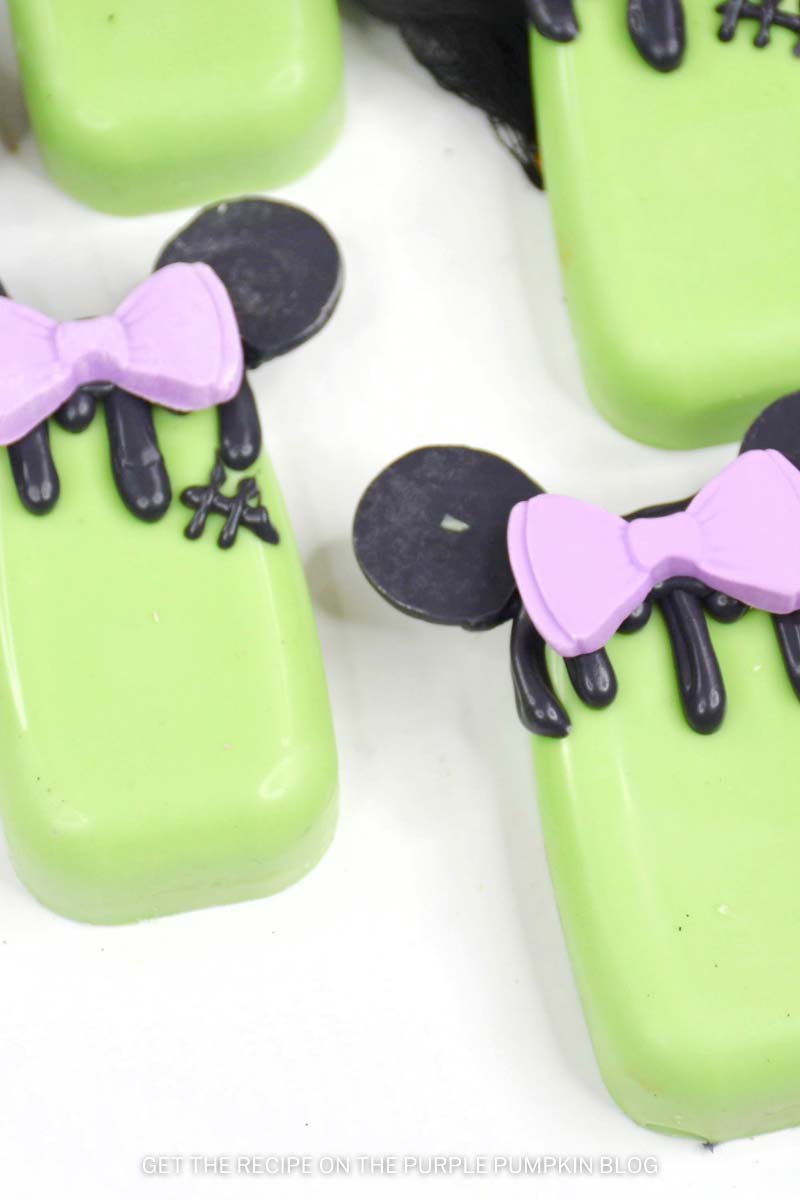 Halloween Treat Idea - Minnie Mouse Frankenstein Cakesicles