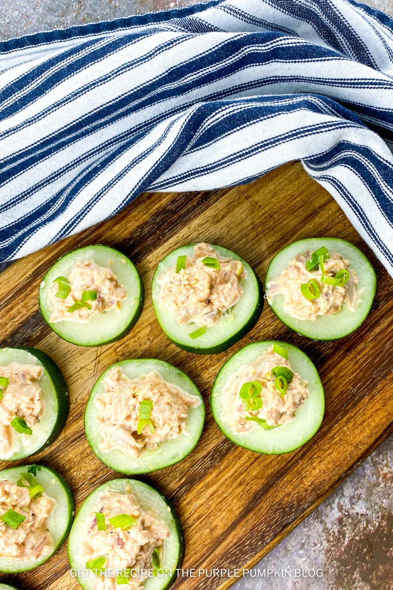 Healthy Spicy Tuna Cucumber Bites