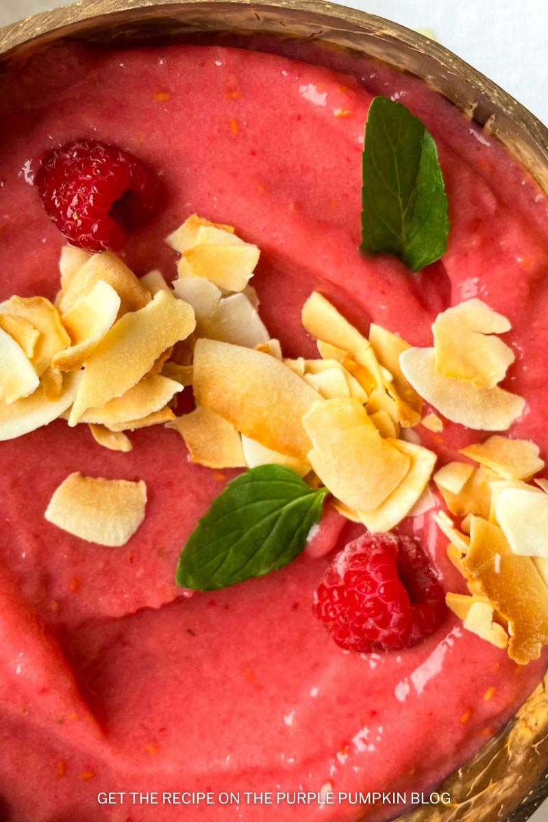 Pineapple Raspberry Smoothie Bowl with Toasted Coconut