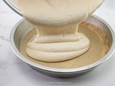 Pouring Cake Batter into Prepared Pan