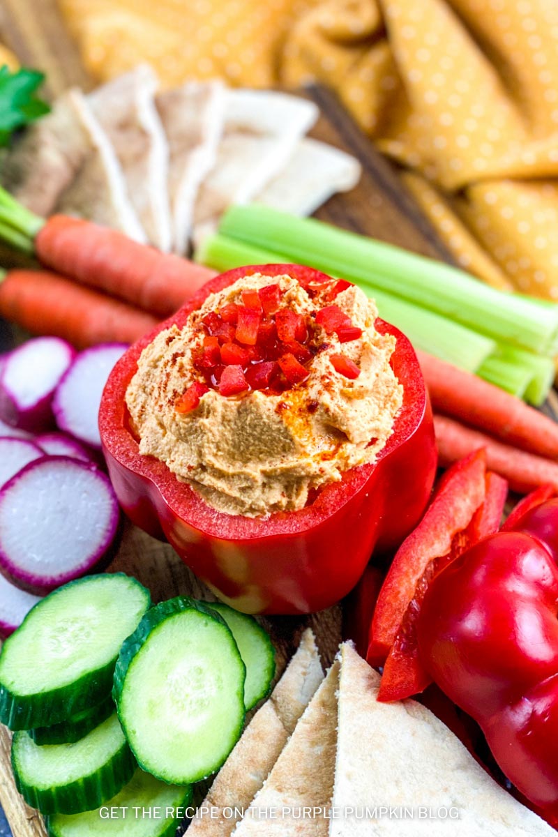 Roasted Red Pepper Hummus with Crudites