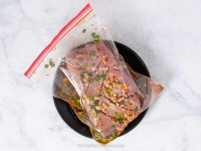 Steak in Marinade in Ziploc Bag