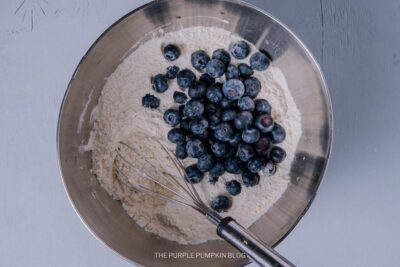 Blueberries Added to Muffin Mixture