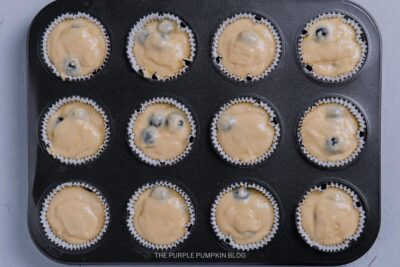 Blueberry Muffin Mixture in Cupcake Pan