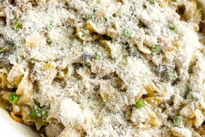 Casserole Topped with Parmesan Cheese