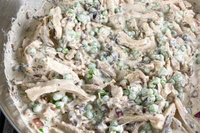 Chicken & Peas Added to Skillet