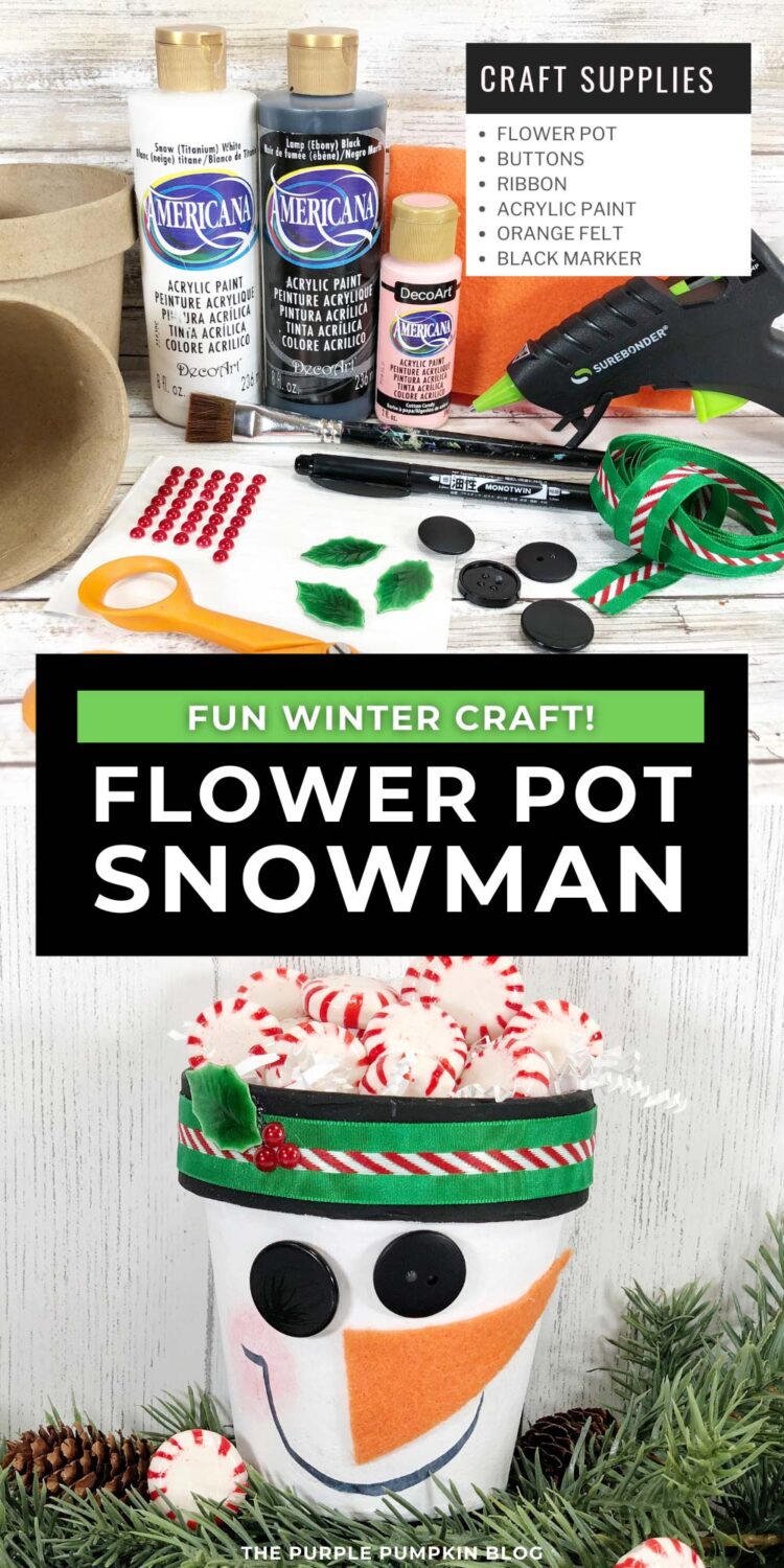 Craft Supplies for a Flowerpot Snowman