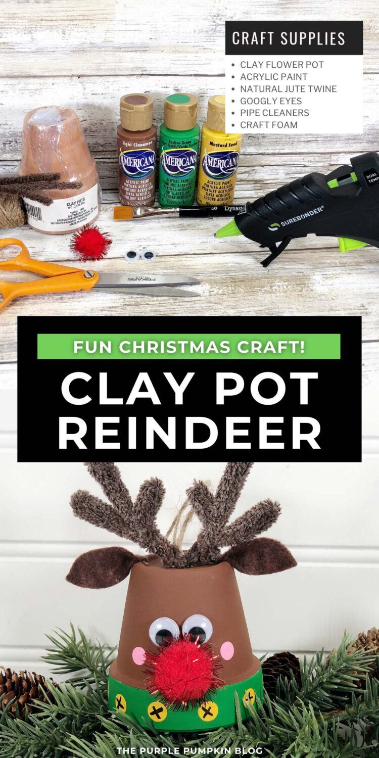Craft Supplies to Make A Clay Pot Reindeer